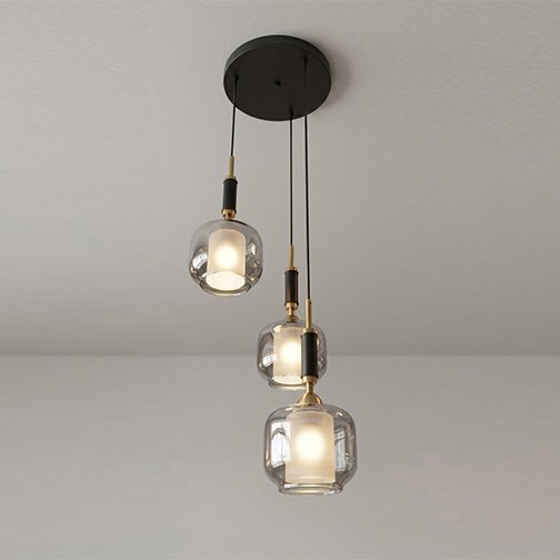 Pendent Light E27*3 Black +Smoke 320*320* Iron+Glass Series