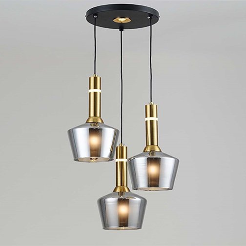 LED Pendent 18w3000K E27*3 Brz+BK+Smoke 36x36x110 Irn+Al+Gls Series