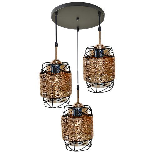 Pendant lamp triple T692-3 (2pcs/Box) BK+FGD E27 Series