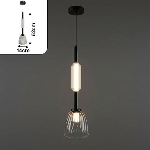 LED Pendant 10112-1-PBKC-3K Alu+Acr+Iron+Gls Series