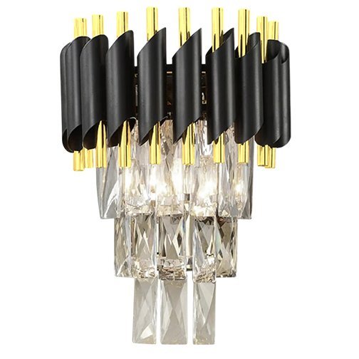 Wall Lamp #8828 E27*2 BK+GD iron+crystal Series
