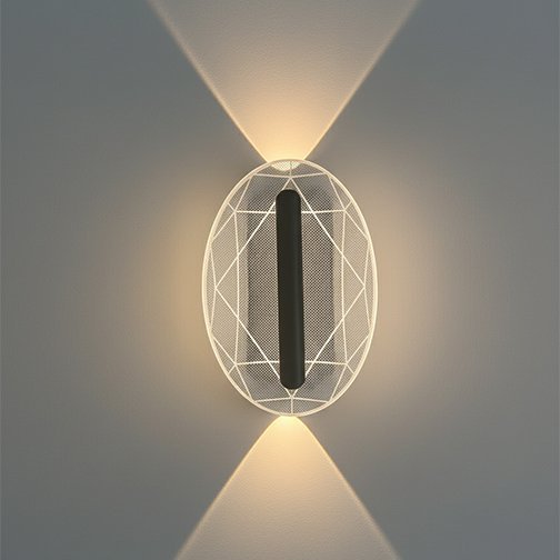 Wall light 6492/Alu+Acr GD+BK TriCol 24×17 Series
